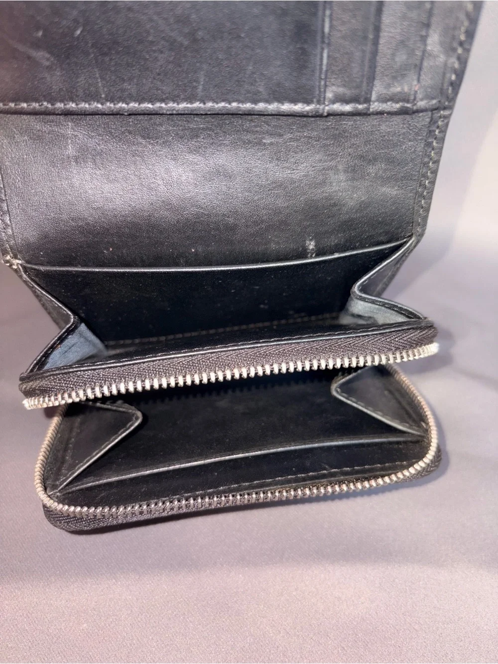 Men Coach Black Signature Canvas Zip Bifold Wallet